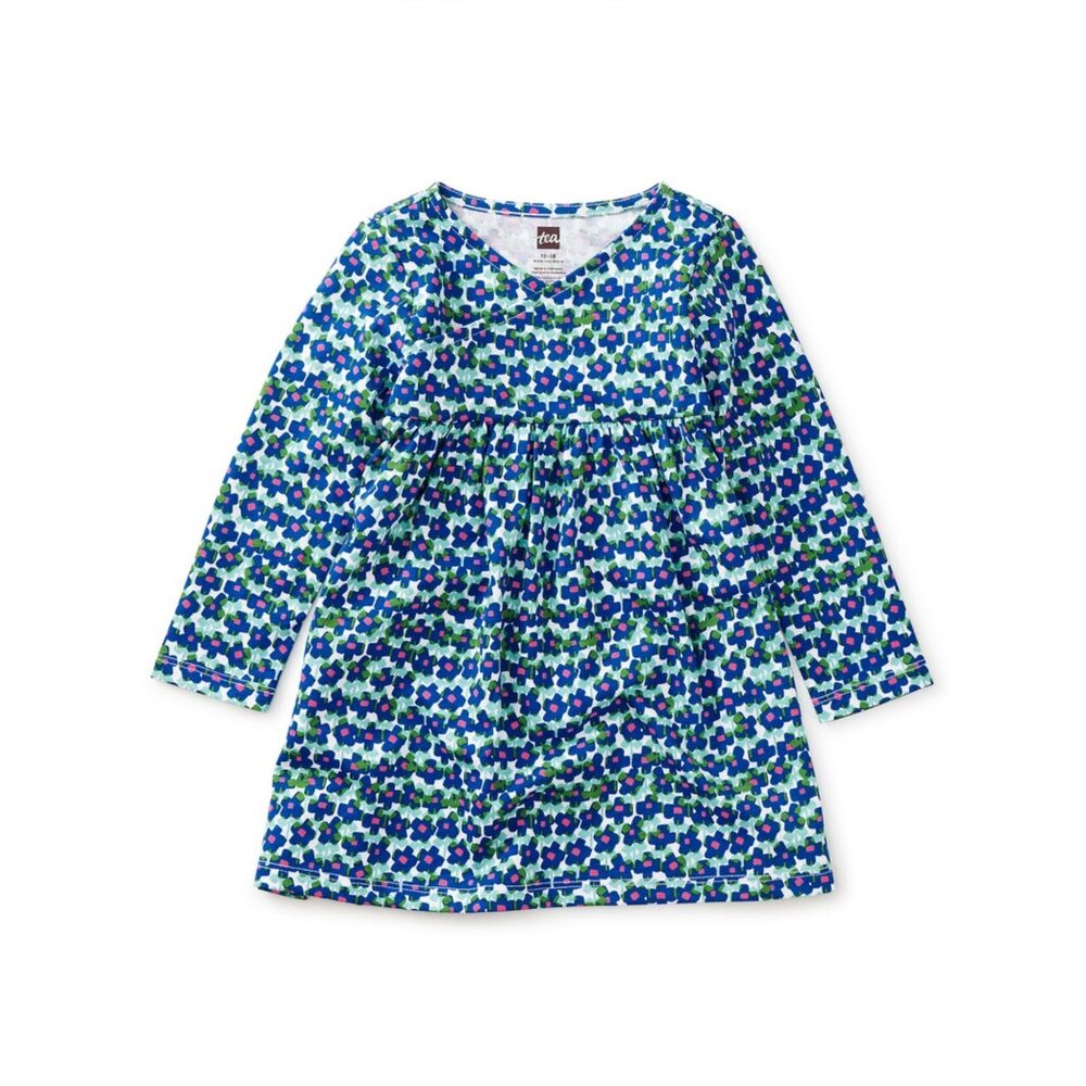 NWT Tea Collection Wrap Neck Baby Dress Stacked Floral Size 3-6 Months